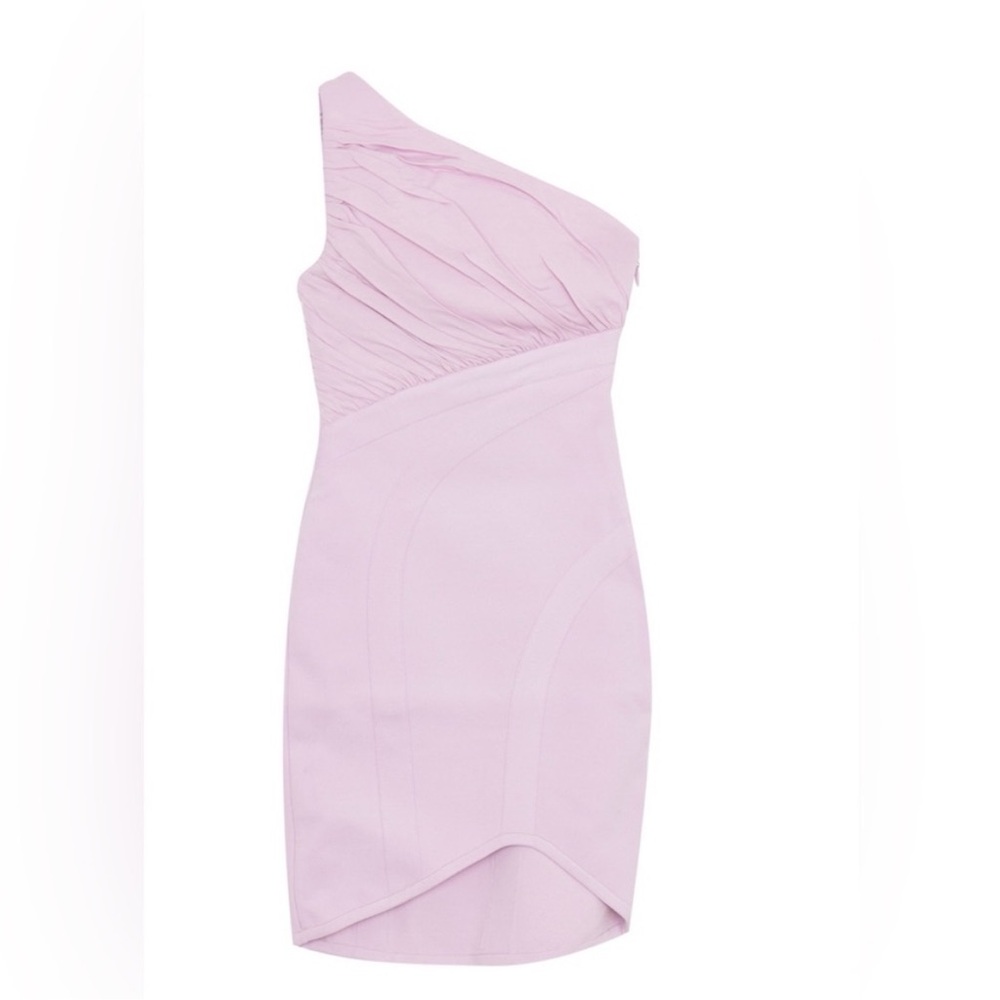Herve Leger One-Shoulder Blush Dress